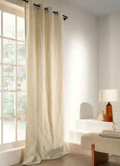 RIDEAU JACQUARD À MOTIF VÉGÉTAL BEIGE