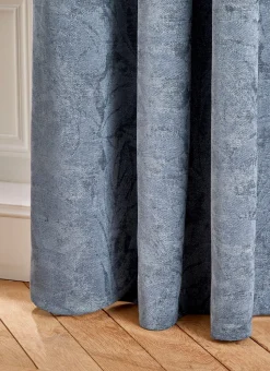 RIDEAU JACQUARD MOTIF VÉGÉTAL TESS Bleu ORAGE