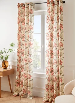 RIDEAU À MOTIFS FLORAUX JULIA BLANC CASSÉ