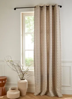 RIDEAU TAMISANT EN JACQUARD GÉOMÉTRIQUE BEIGE