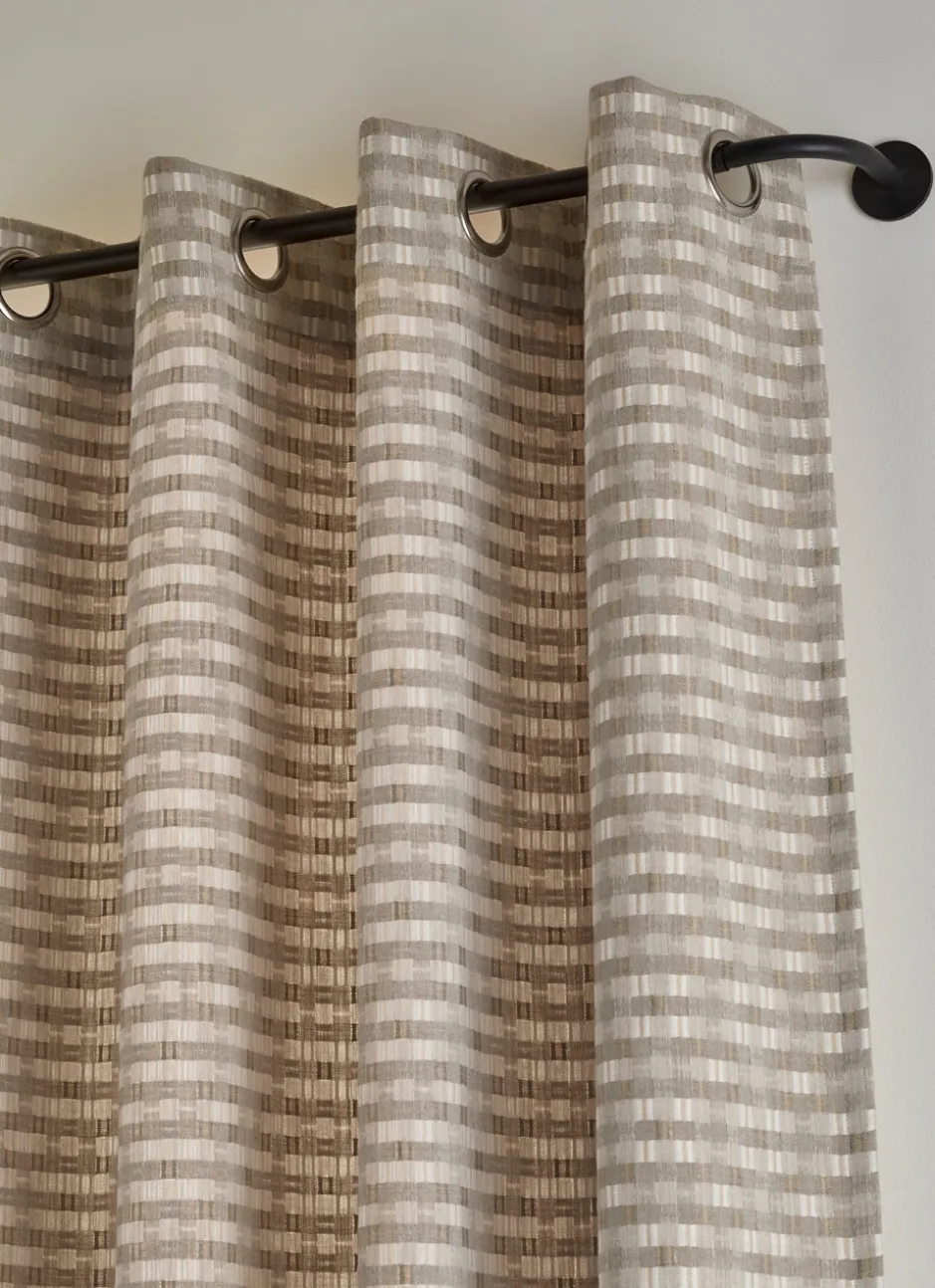 RIDEAU TAMISANT EN JACQUARD GÉOMÉTRIQUE BEIGE