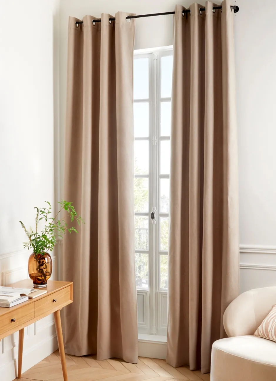 RIDEAU THERMIQUE UNI EFFET VELOURS MAT TAUPE
