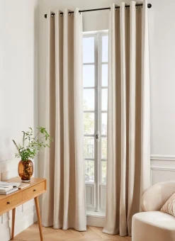 RIDEAU THERMIQUE UNI EFFET VELOURS MAT ECRU