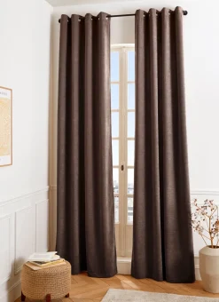 RIDEAU UNI ASPECT VELOURS TOUCHER DOUX CANNA CHOCOLAT