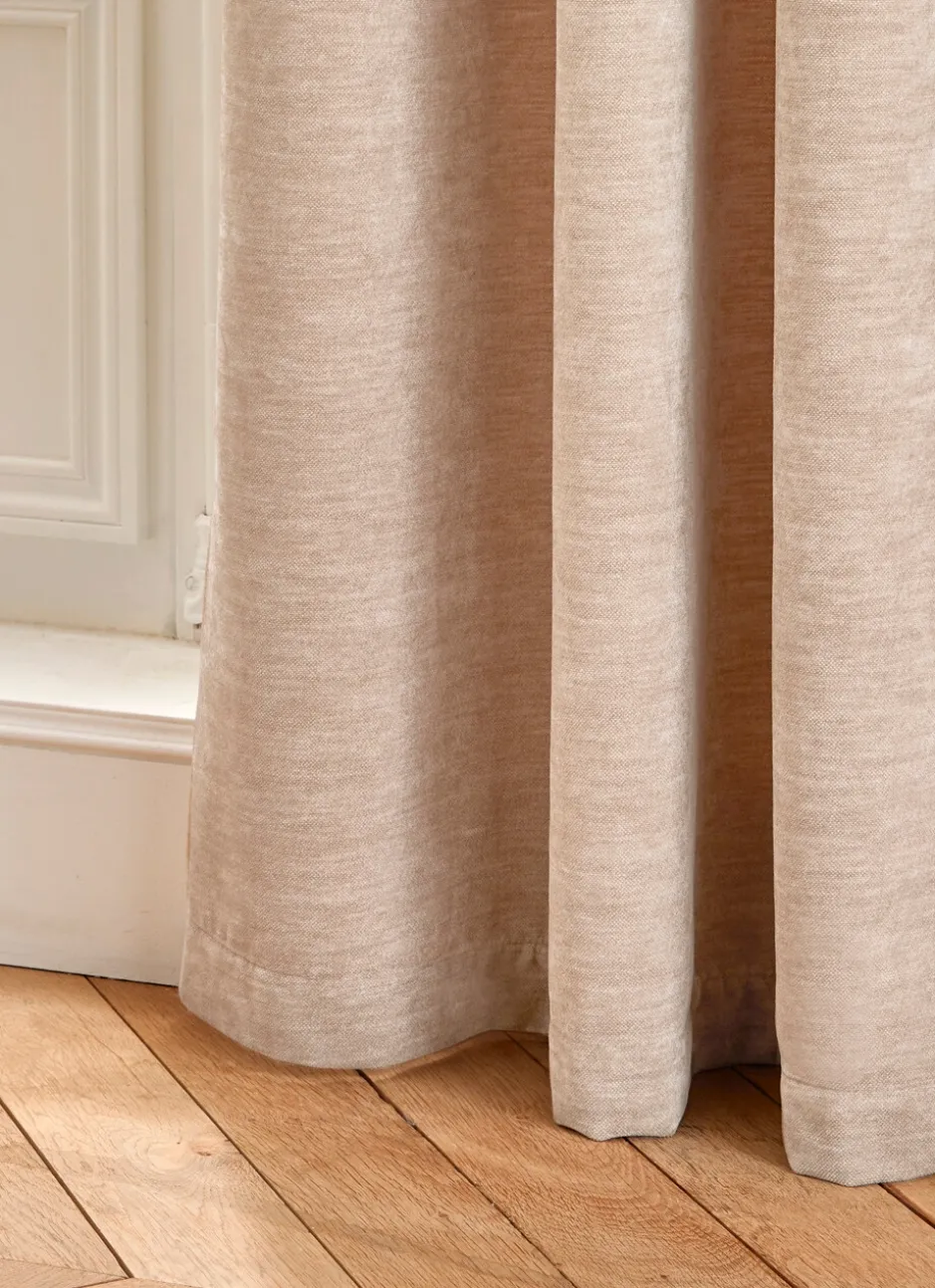 RIDEAU UNI ASPECT VELOURS TOUCHER DOUX CANNA BEIGE