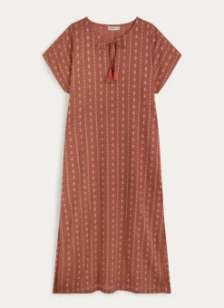 ROBE LONGUE MANCHES COURTES BRUN SIENNE ARAGON