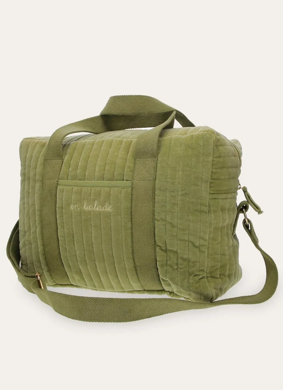 SAC À LANGER EN VELOURS MATELASSÉ KAKI