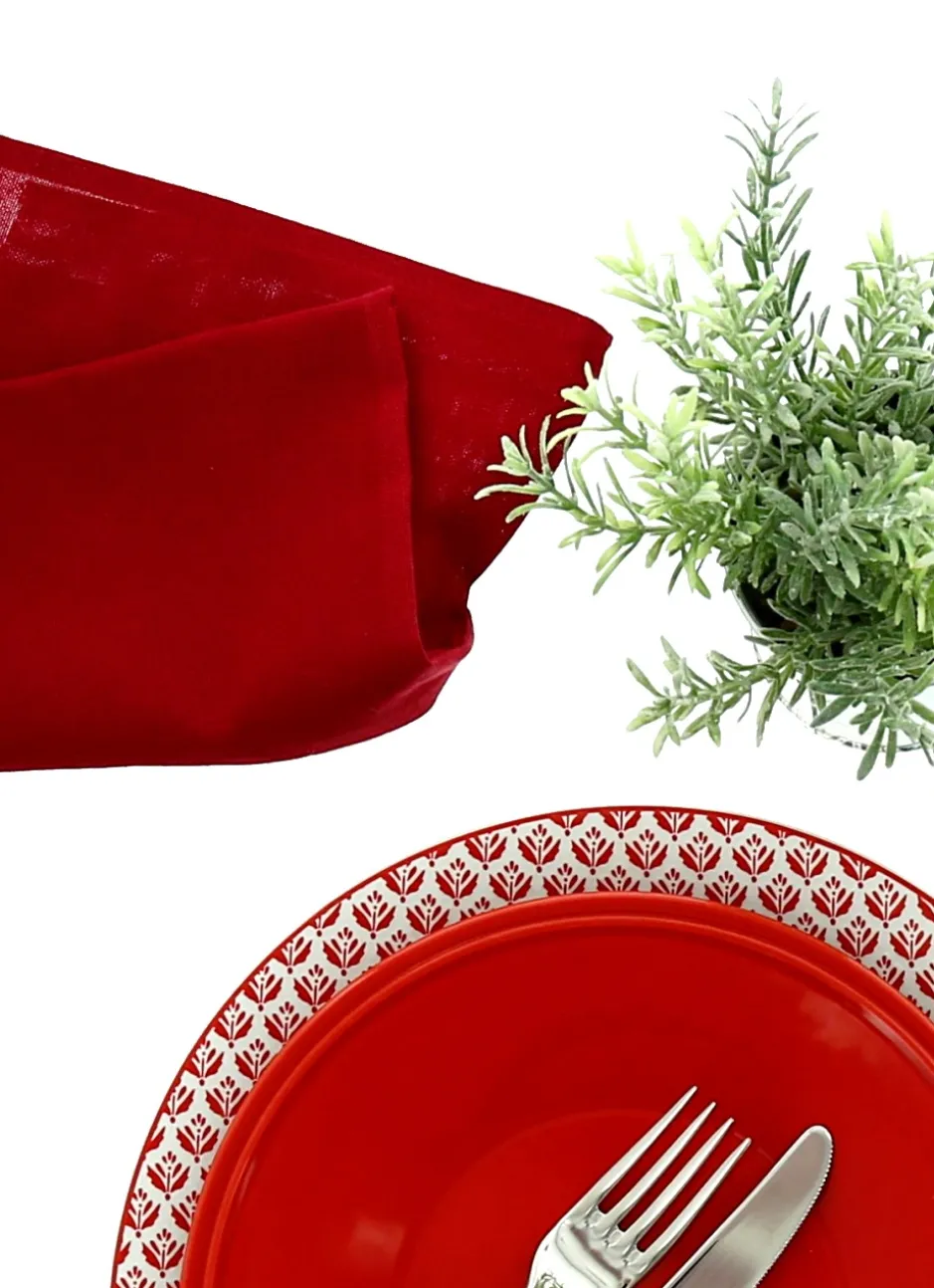 SERVIETTE DE TABLE UNIE EN COTON BORDEAUX