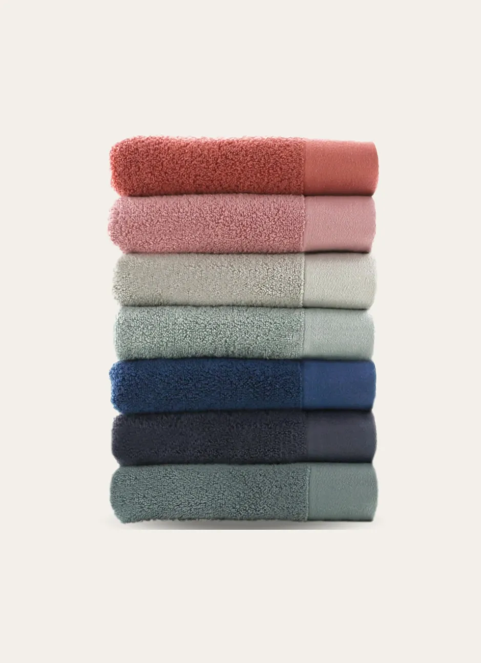 SERVIETTE DE TOILETTE COTON MOELLEUX ZÉRO TORSION BLEU GRIS