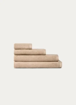 SERVIETTE DE TOILETTE EN COTON UNI BASIL BEIGE FONCÉ