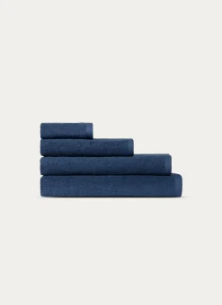 SERVIETTE DE TOILETTE EN COTON UNI BASIL BLEU FONCÉ