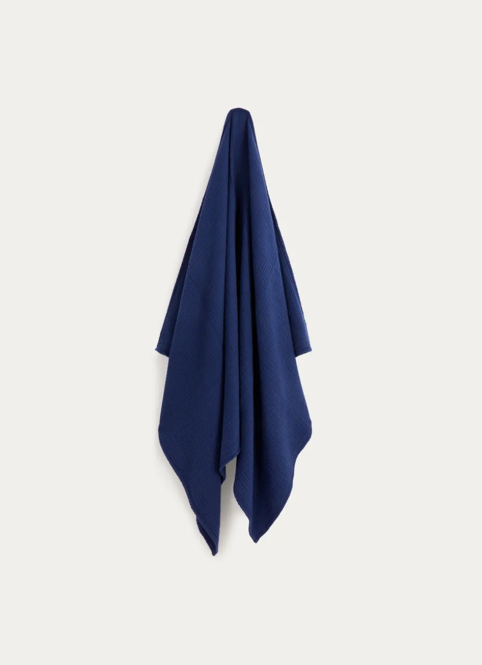 SERVIETTE DE TOILETTE EN GAZE DE COTON ODYSSÉE BLEU MARINE