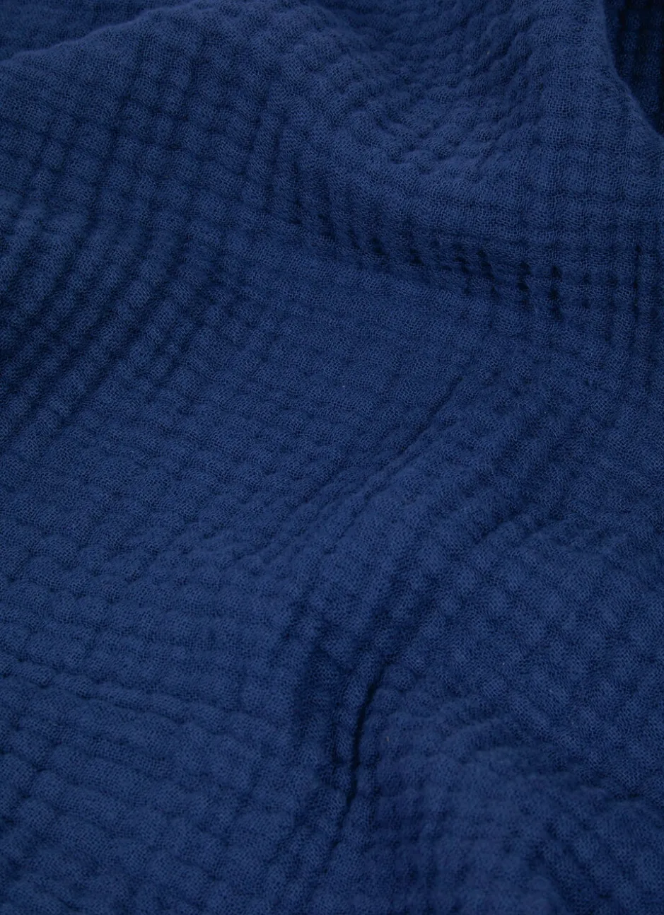 SERVIETTE DE TOILETTE EN GAZE DE COTON ODYSSÉE BLEU MARINE