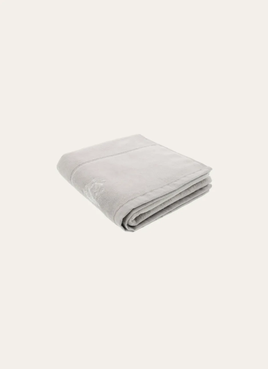 SERVIETTE DE TOILETTE EN VELOURS BRODÉE 500GR GRIS