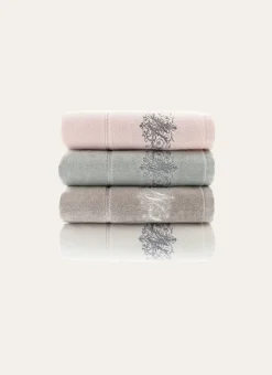 SERVIETTE DE TOILETTE EN VELOURS BRODÉE 500GR GRIS