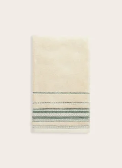 SERVIETTE DE TOILETTE EVAN ÉCRU / VERT