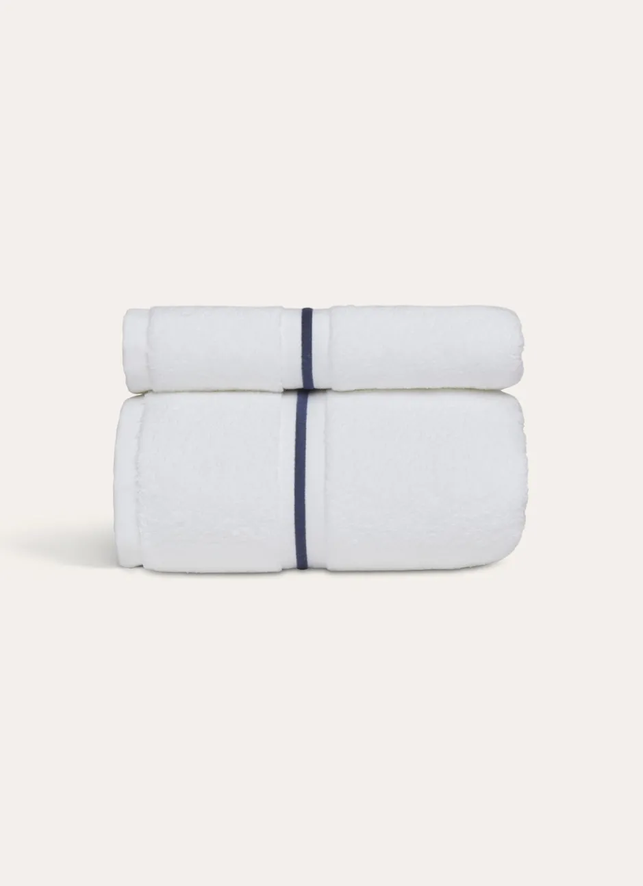 SERVIETTE DE TOILETTE FINITION BOURDON OPÉRA BLANC/MARINE