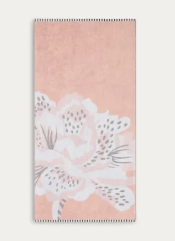 SERVIETTE DE TOILETTE JACQUARD MOTIF FLORAL ROSE