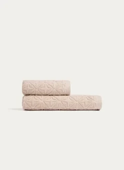 SERVIETTE DE TOILETTE JULIAN À MOTIF GÉOMÉTRIQUE BEIGE