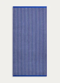 SERVIETTE DE TOILETTE RAYÉE EN JACQUARD CRISTEL BLEU/BEIGE