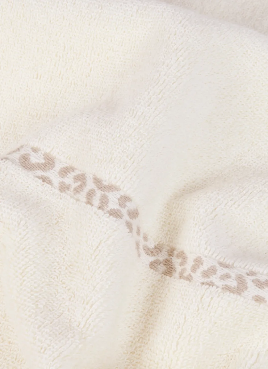 SERVIETTE DE TOILETTE UNIE AVEC LITEAU LÉOPARD BEIGE CLAIR