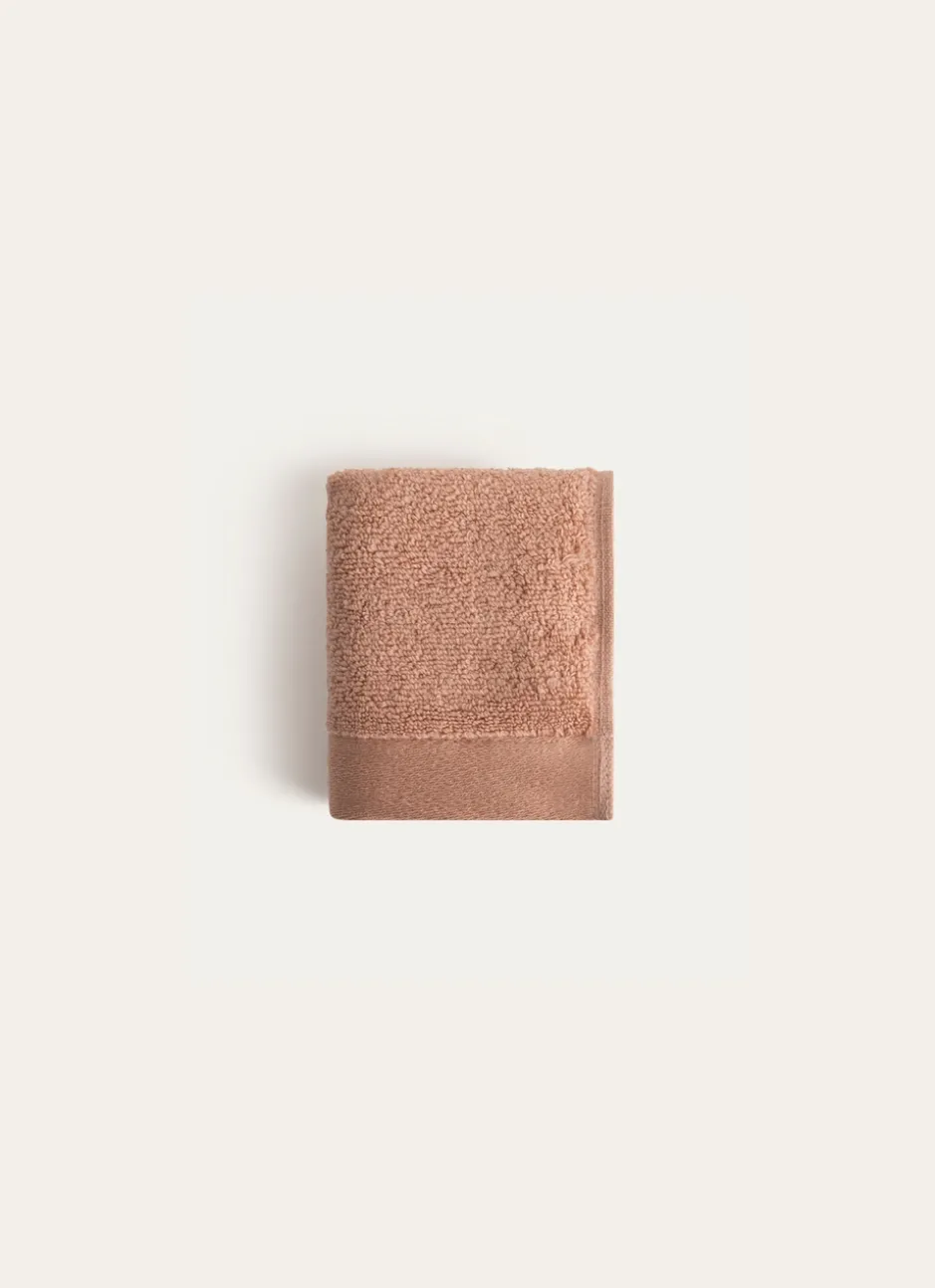 SERVIETTE INVITÉ COTON MOELLEUX ZÉRO TORSION BEIGE ROSE