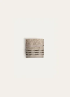SERVIETTE INVITÉ EN COTON DÉTAILS POINTS BEIGE