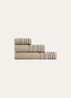 SERVIETTE INVITÉ EN COTON DÉTAILS POINTS BEIGE