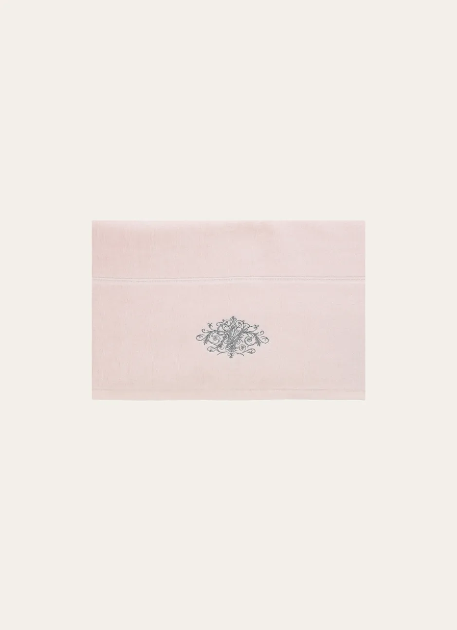 SERVIETTE INVITÉ EN VELOURS BRODÉE 500GR ROSE PÂLE