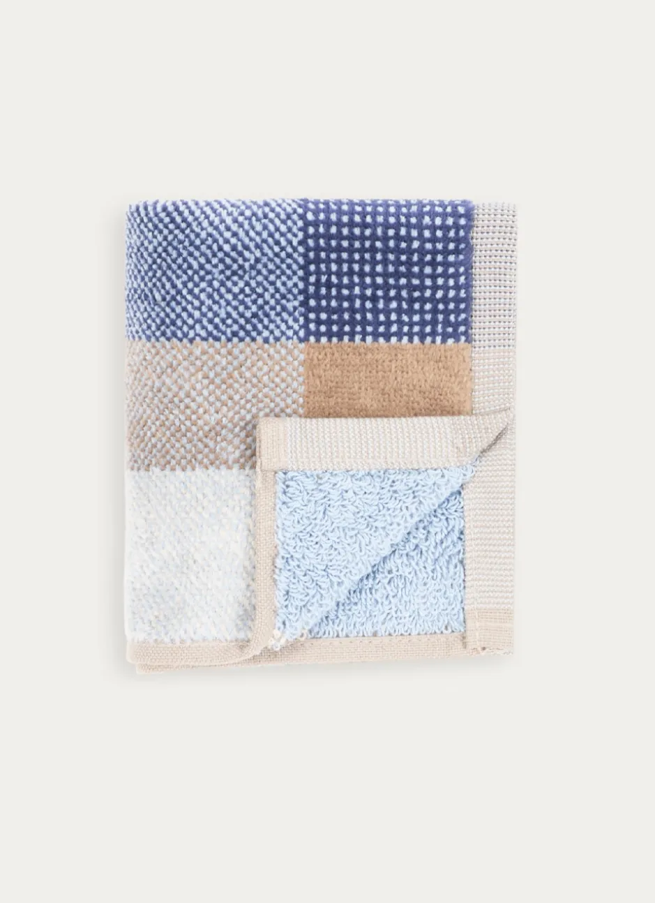 SERVIETTE INVITÉ EN VELOURS À CARREAUX BLEU FONCÉ