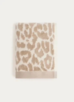 SERVIETTE INVITÉ EN VELOURS À MOTIF LÉOPARD BEIGE CLAIR