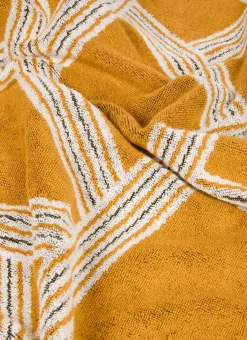 SERVIETTE INVITÉ JACQUARD MOTIFS GÉOMÉTRIQUES JAUNE OCRE