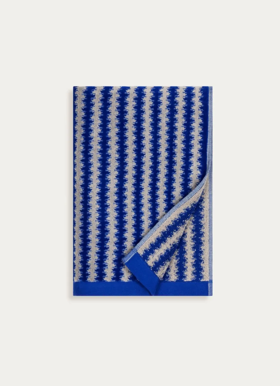SERVIETTE INVITÉ RAYÉE EN JACQUARD CRISTEL BLEU/BEIGE