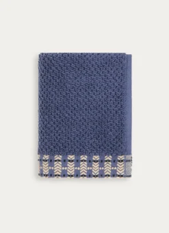 SERVIETTE INVITÉ UNIE AVEC LITEAU FANTAISIE BLEU FONCÉ