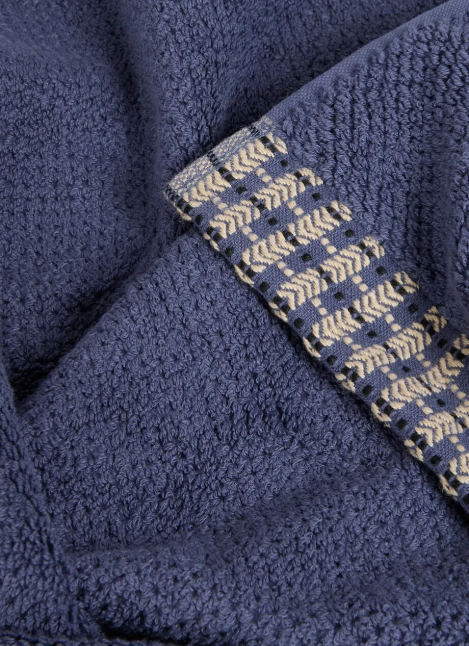 SERVIETTE INVITÉ UNIE AVEC LITEAU FANTAISIE BLEU FONCÉ