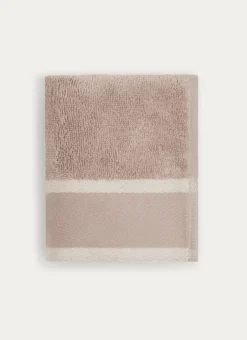 SERVIETTE INVITÉ UNIE À LARGE BORDURE ARTHUR BEIGE FONCÉ