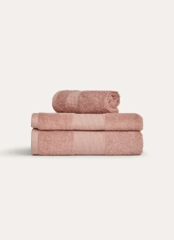 SERVIETTE TOILETTE COTON BIO JACQUARD GAUFRÉ 450 ROSE