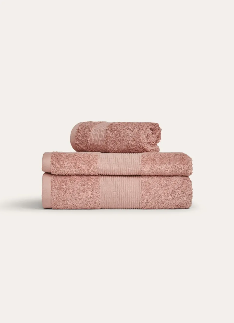 SERVIETTE TOILETTE COTON BIO JACQUARD GAUFRÉ 450 ROSE