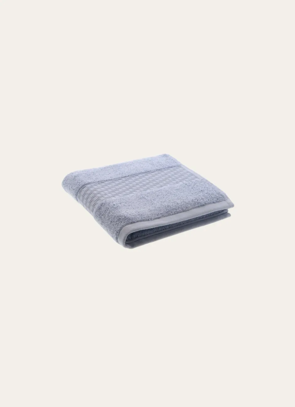 SERVIETTE TOILETTE COTON BIO JACQUARD GAUFRÉ 450 CIEL