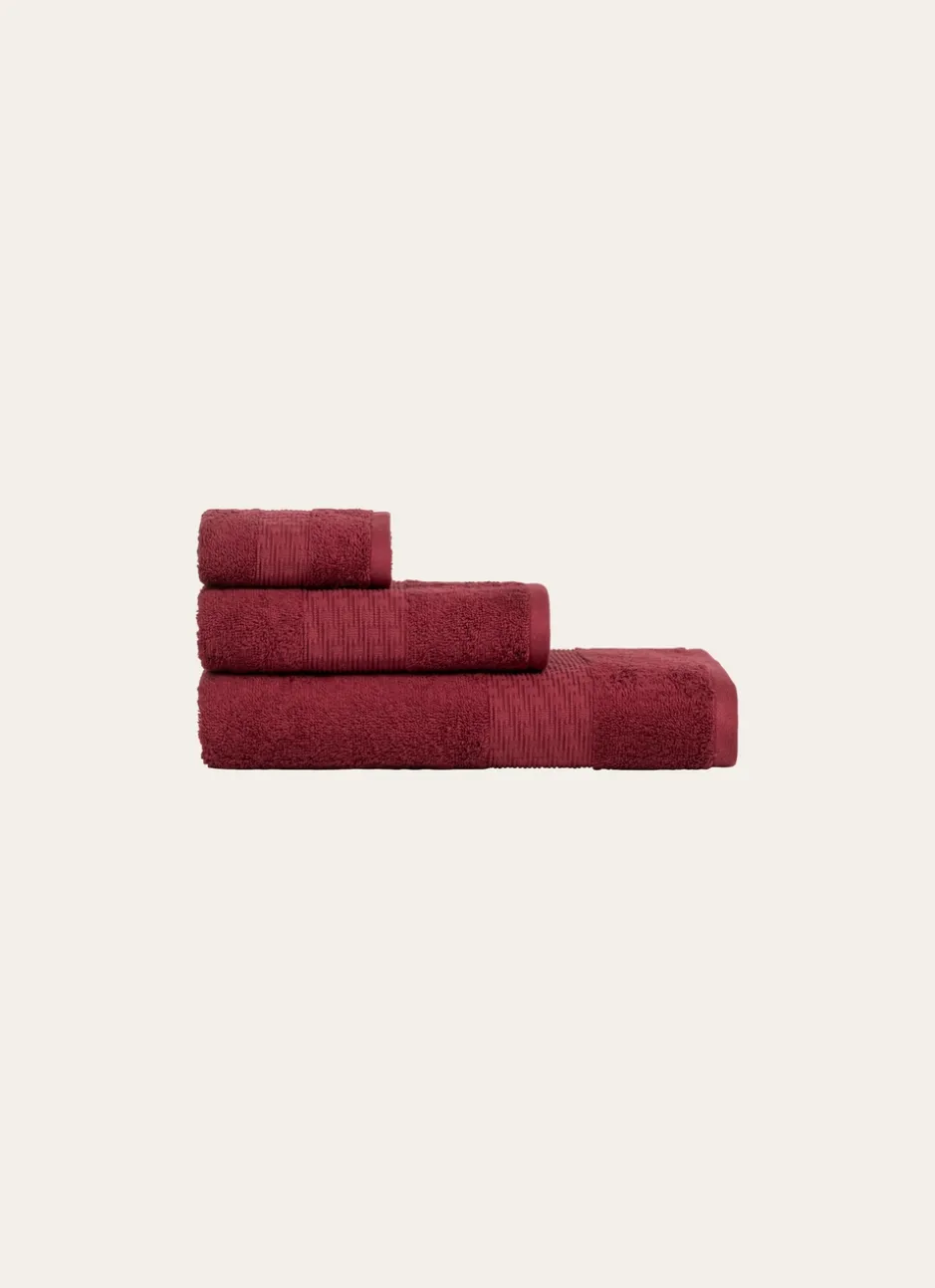 SERVIETTE TOILETTE COTON BIO JACQUARD GAUFRÉ 450 Rouge