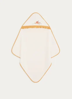 SET CAPE DE BAIN ET GANT DE TOILETTE EGLANTINE ÉCRU