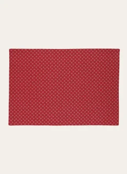 SET DE TABLE EN COTON ENDUIT MOTIF FANTAISIE ROUGE/BLANC