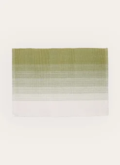 SET DE TABLE EN COTON TISSÉ CÔTELÉ EFFET TIE & DYE OLIVE