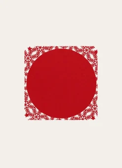 SET DE TABLE EN FEUTRINE DÉCOR CRISTAUX DÉCOUPÉS ROUGE
