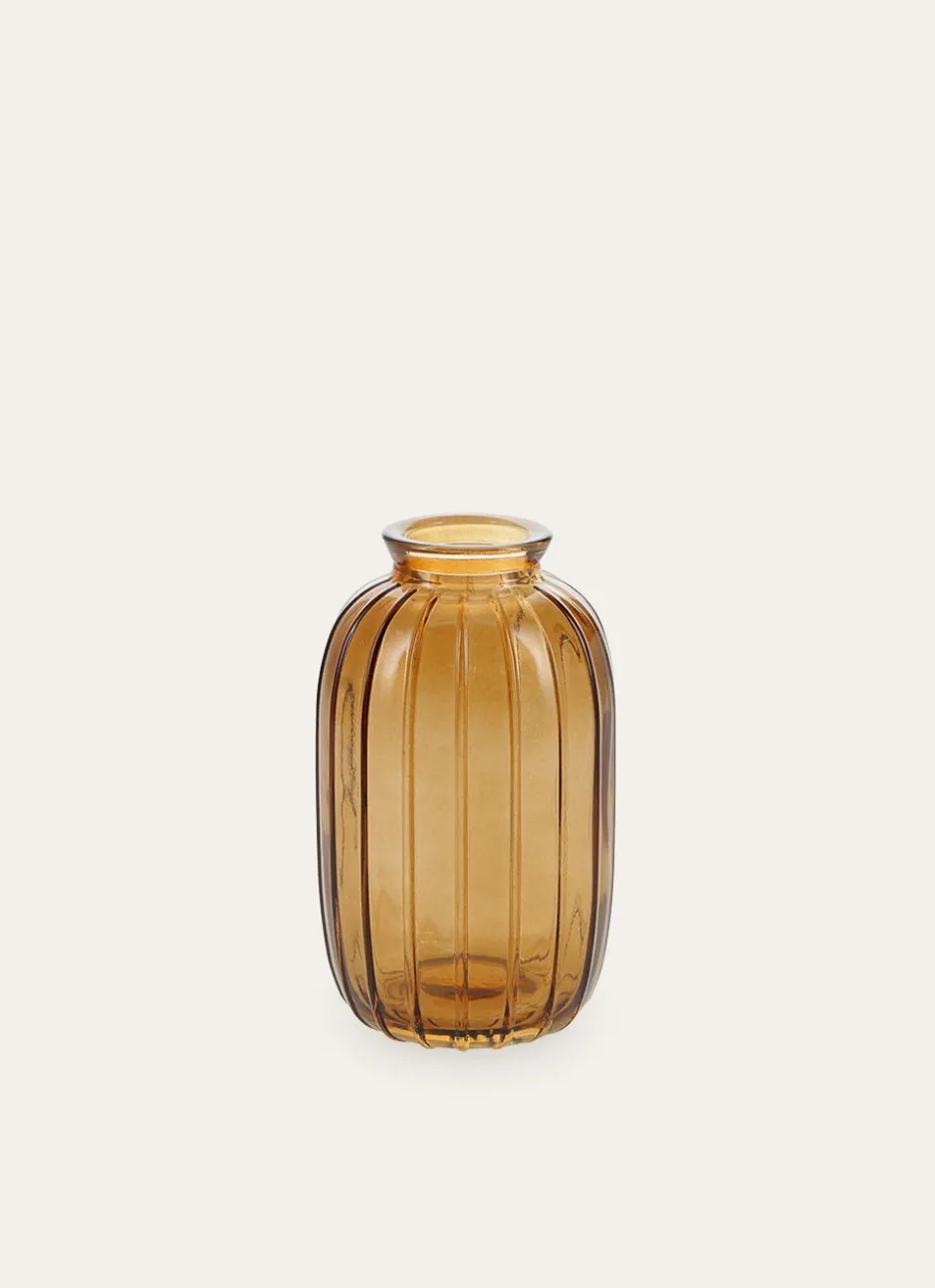 SOLIFLORE EN VERRE STRIÉ COLORÉ MARRON