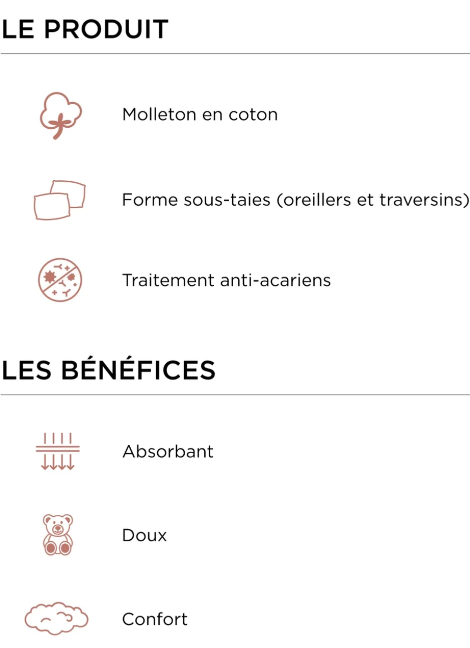 SOUS-TAIE D'OREILLER CARRÉE EN COTON ANTI-ACARIENS BLANC