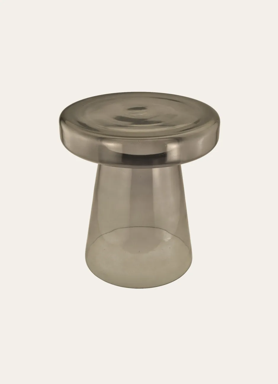 TABLE D'APPOINT EN VERRE GRIS CLAIR