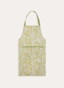 TABLIER EN COTON IMPRIMÉ DE FEUILLES DE PALMES MULTICOLORE