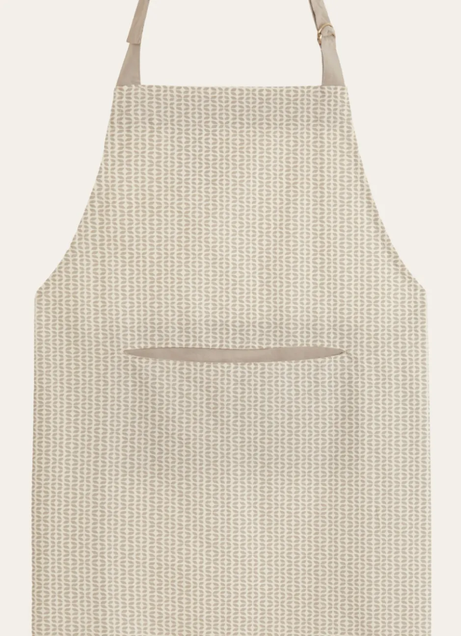 TABLIER EN COTON IMPRIMÉ MINI MOTIFS GRIS