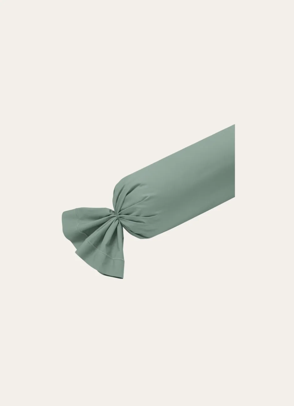TAIE DE TRAVERSIN EN PERCALE DE COTON VERT DE GRIS